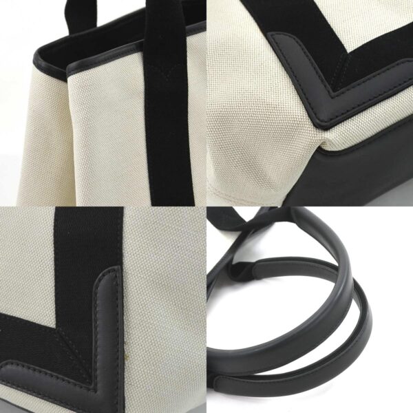 55216g 6 c Balenciaga Canvas Leather Tote Bag White Black