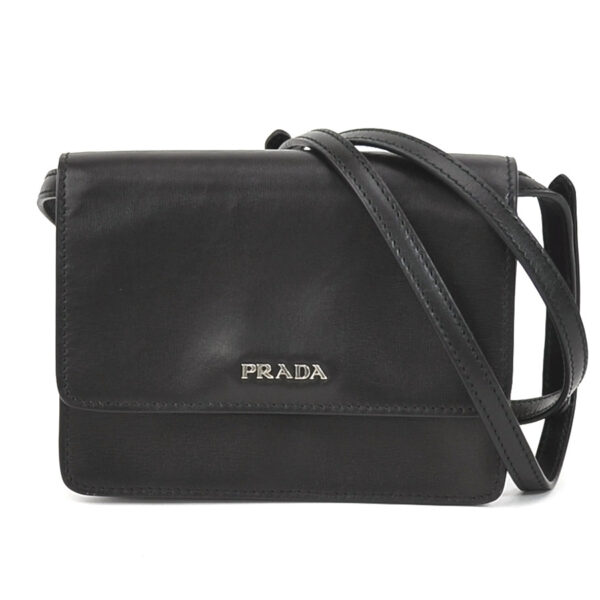 55244a Prada Leather Crossbody Shoulder Bag Black