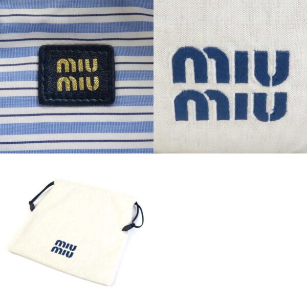 55286f 7 c Miu Miu Pouch Drawstring Canvas Beige Navy