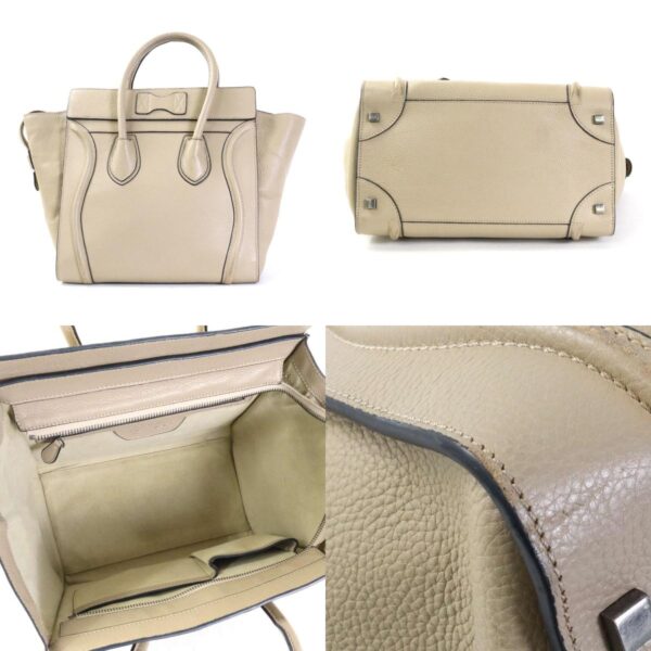 55419i 2 c Celine Luggage Mini Shopper Handbag Leather Beige