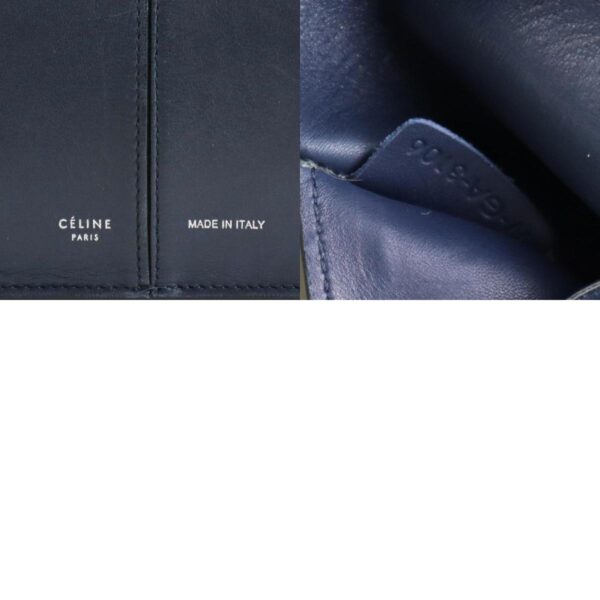 55495g 10 c Celine Trifold Handbag Leather Navy