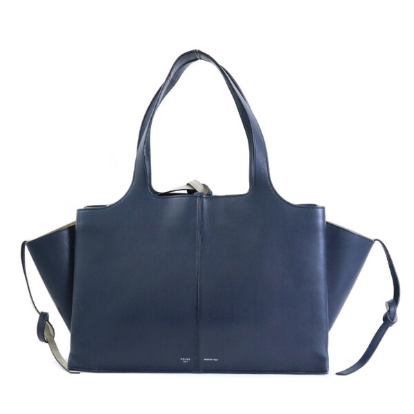 55495g Celine Trifold Handbag Leather Navy