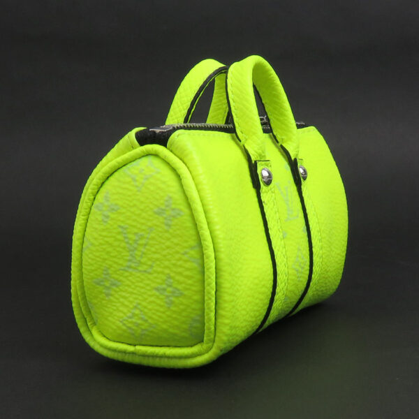 55508i 1 Louis Vuitton Mini Keepall Keychain Leather Neon Yellow