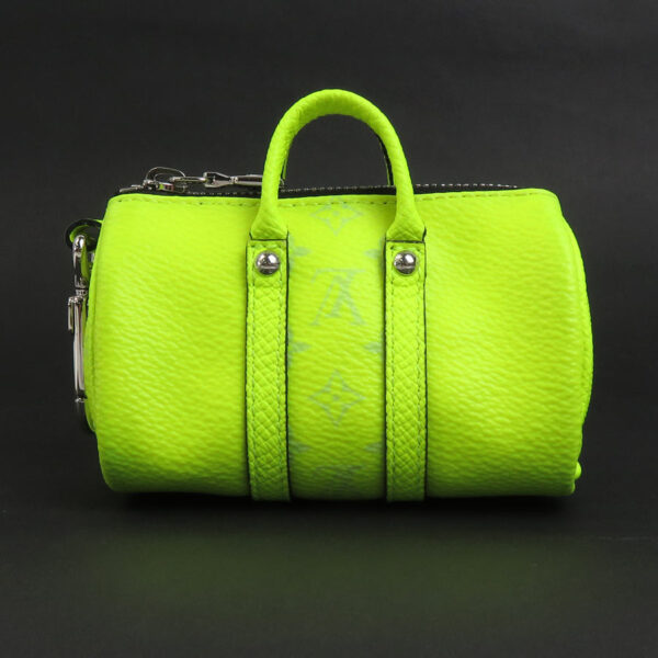 55508i 2 Louis Vuitton Mini Keepall Keychain Leather Neon Yellow