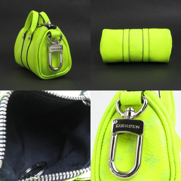 55508i 3 c Louis Vuitton Mini Keepall Keychain Leather Neon Yellow