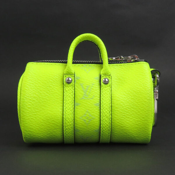 55508i Louis Vuitton Mini Keepall Keychain Leather Neon Yellow