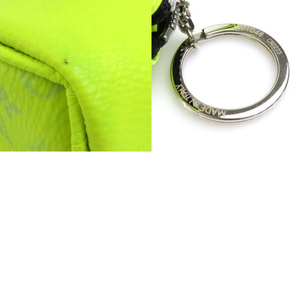 55508i 7 c Louis Vuitton Mini Keepall Keychain Leather Neon Yellow