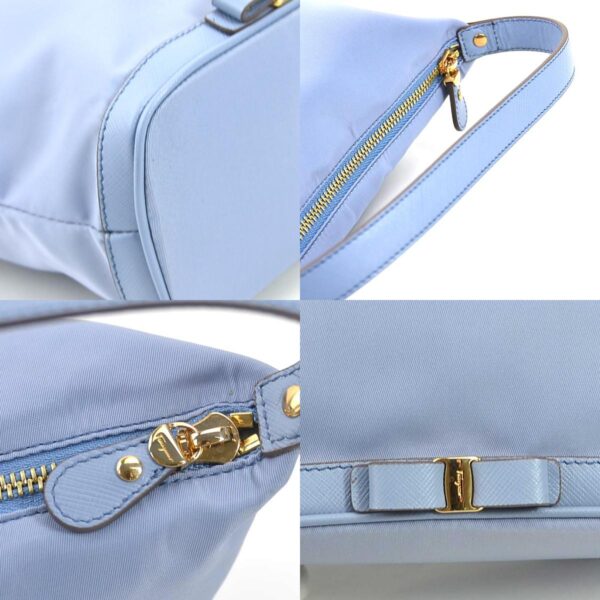 55590g 6 c Salvatore Ferragamo Rose Nylon Handbag Blue