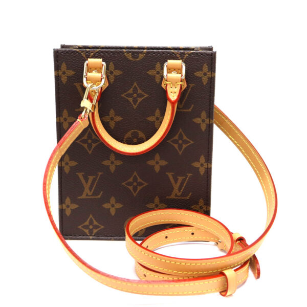 5914 1 Louis Vuitton Petit Sac Plat 2WAY Bag Monogram Canvas Brown