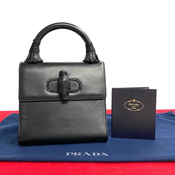 5apl 20423660 1 Prada Nappa Leather Turnlock Mini Tote Bag Black