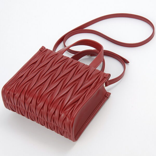 5ba277n88f0011ooo 1 Miu Miu Matelassé Handbag Red