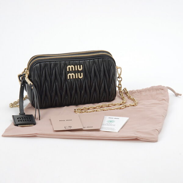 5bp045n88f0002olo 3 Miu Miu Matelassé Shoulder Bag Black