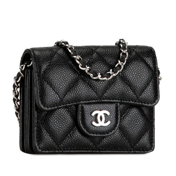 5m577ij3wb0tuxjq 2 Chanel Mini Matelasse Chain Wallet Shoulder Bag Caviar Skin Black