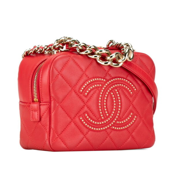 5oyc56rfdcji10d9 2 Chanel Matelasse Coco Mark Studded Chain Handbag Shoulder Bag Lambskin Red