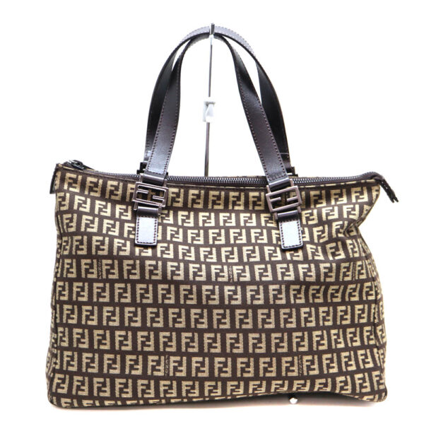 6871 1 Fendi Tote Bag Canvas Leather Brown