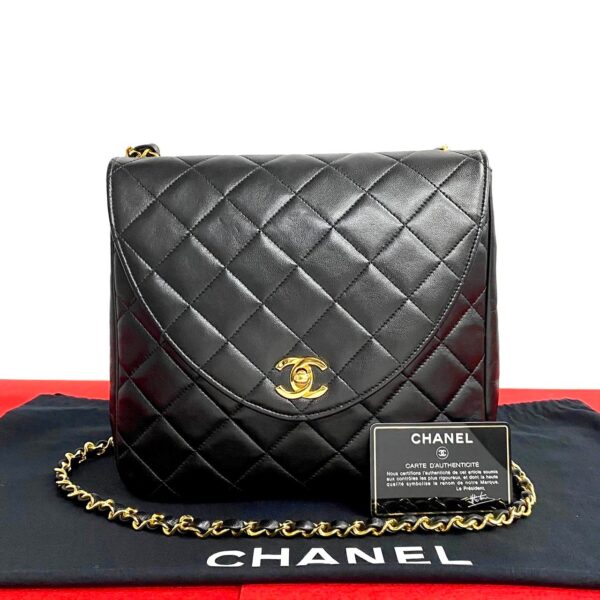 6sba wz352158 Chanel Matelasse Coco Lambskin Chain Shoulder Bag Black