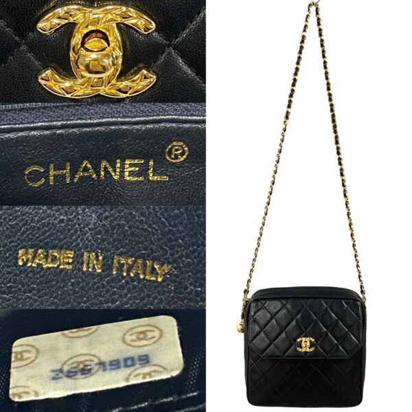 6sbb a2958380 4 Chanel Matelasse Coco Mark Lambskin Chain Shoulder Pochette Black