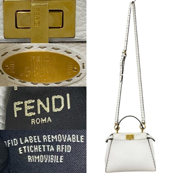 6sbb a2975127 4 FENDI Peekaboo Mini Selleria Leather 2WAY Shoulder Bag White