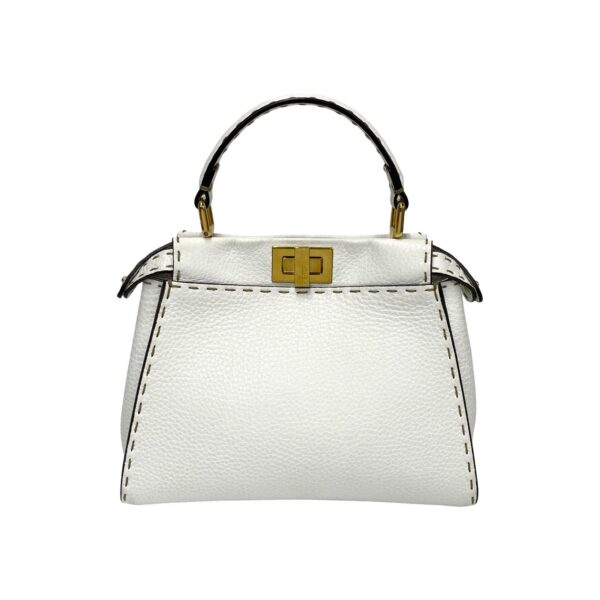 6sbb a2975127 5 FENDI Peekaboo Mini Selleria Leather 2WAY Shoulder Bag White