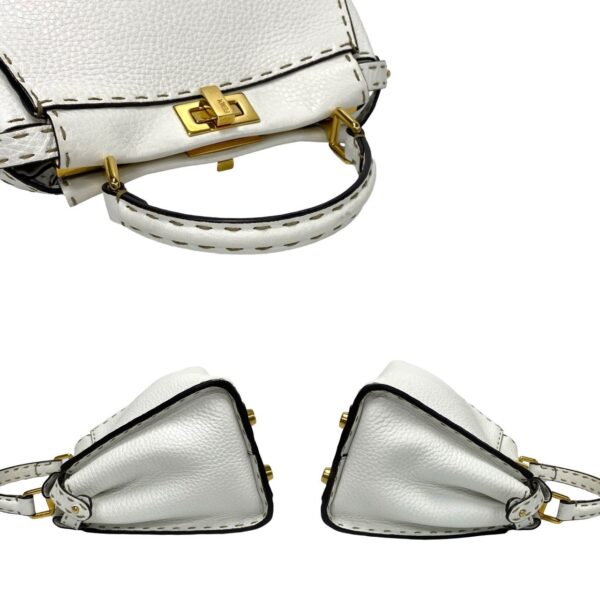 6sbb a2975127 6 FENDI Peekaboo Mini Selleria Leather 2WAY Shoulder Bag White