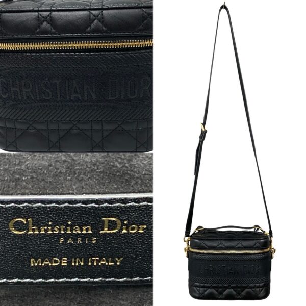 6sbb a2980094 4 Christian Dior Cannage Leather Canvas 2WAY Vanity Handbag