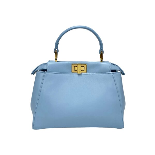 6sbb ap078437 5 FENDI Peekaboo Mini Leather 2WAY Mini Shoulder Bag Blue