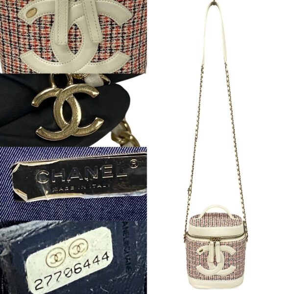 6sbb wz359682 4 Chanel Coco Mark Tweed Leather Chain Vanity Bag