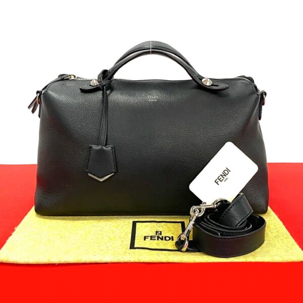 6sbc a3007680 1 FENDI Visible Large Leather 2WAY Shoulder Bag Black