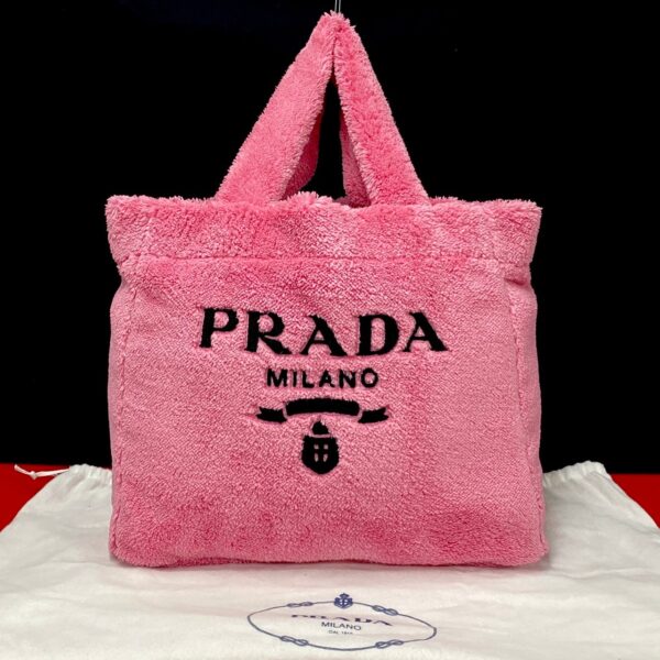 6sbc a3020442 1 Prada Terry Pile Tote Bag Pink