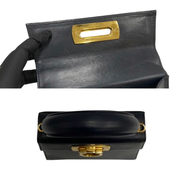 702i702 24367 9 Salvatore Ferragamo Gancini Leather 2way Bag Navy