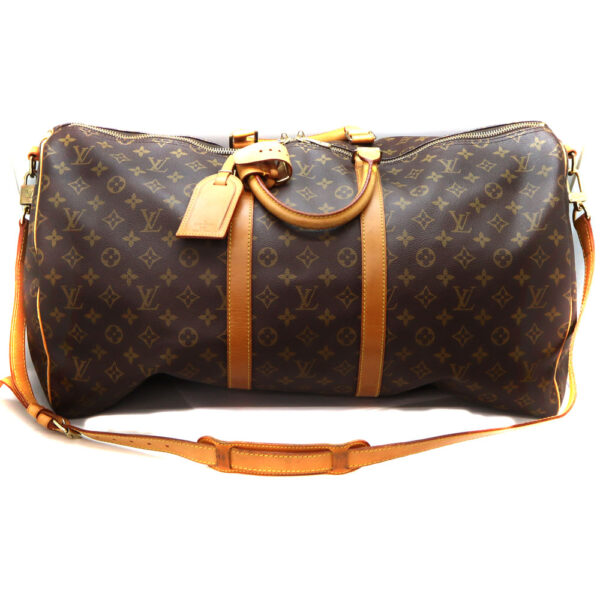 7058 1 Louis Vuitton Keepall Bandouliere 55 Bag Monogram Canvas Brown