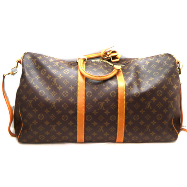 7058 2 Louis Vuitton Keepall Bandouliere 55 Bag Monogram Canvas Brown