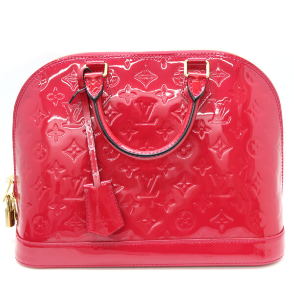 7124 1 Louis Vuitton Alma Handbag Monogram Vernis Peach