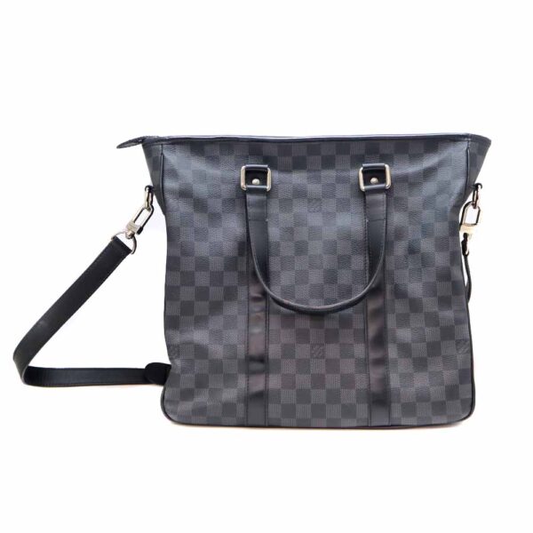 7242 2 Louis Vuitton Tadao Shoulder Bag Damier Graphite Canvas Black