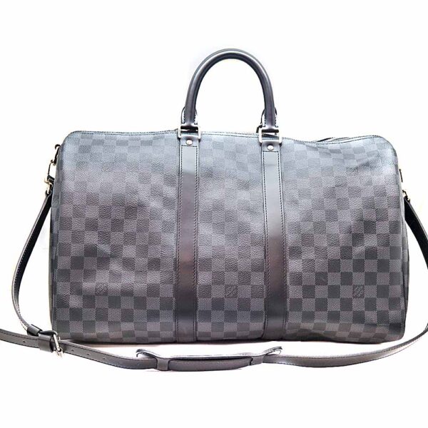 7276 2 Louis Vuitton Keepall Bandouliere 45 Travel Bag Epi Leather Black