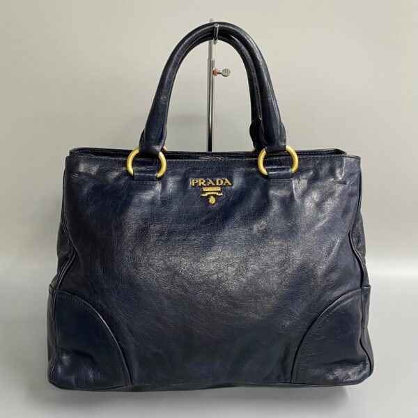 731c731 26224 1 Prada Fittings Nylon Leather Tote Bag Blue Blue