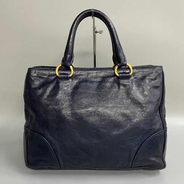 731c731 26224 4 Prada Fittings Nylon Leather Tote Bag Blue Blue