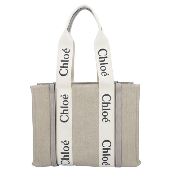 73310 6 Chloe Woody Medium Tote Bag Gray