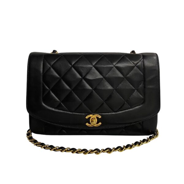 755j753 19448 1 Chanel Matelasse Diana Flap Lambskin Turnlock Chain Shoulder Bag