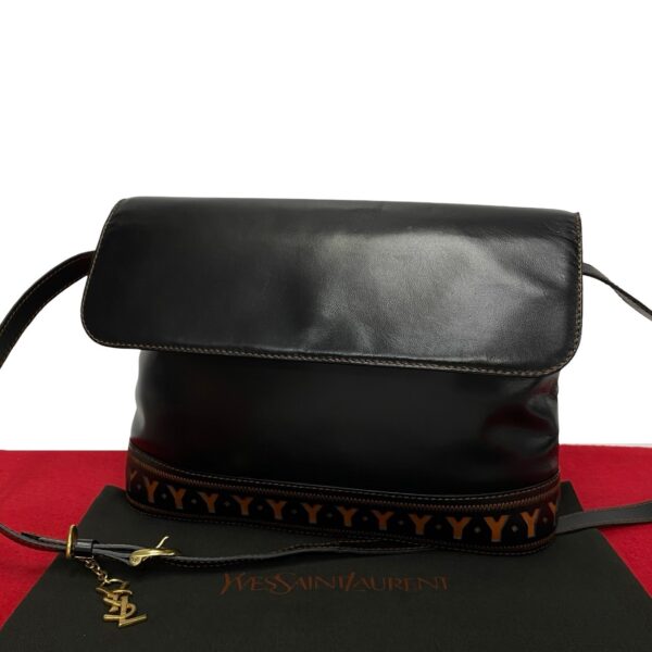 763k763 29899 1 Yves Saint Laurent YSL Leather Mini Shoulder Bag Pochette Black Brown