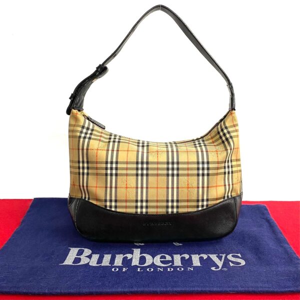 763k763 33431 1 Burberry Nova Check Shadow Horse Canvas Leather Shoulder Black