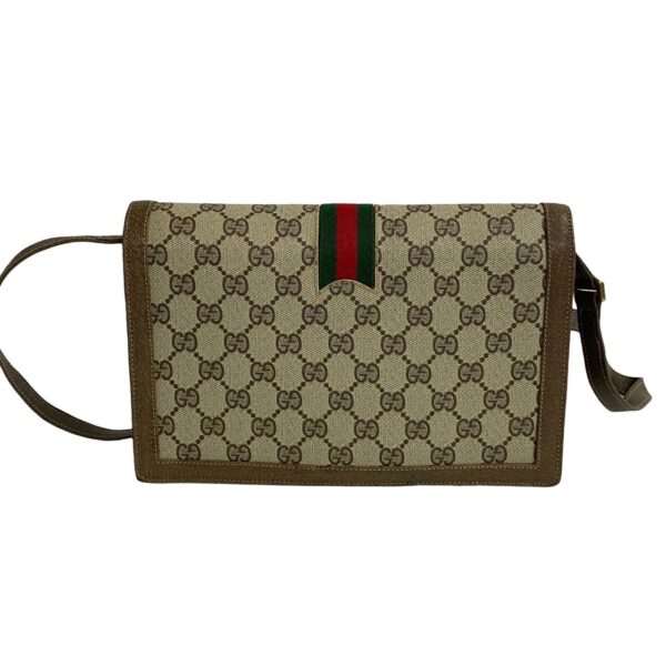 765l765 25648 5 Gucci Sherry Line GG Leather Shoulder Bag Pochette Brown