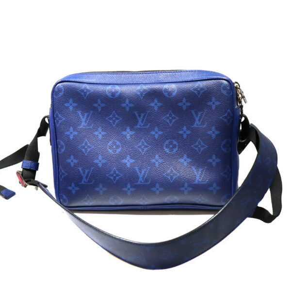 7669 2 Louis Vuitton Outdoor Messenger PM Taiga Monogram Body Bag Blue