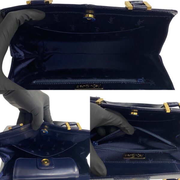 766l766 22027 9 Yves Saint Laurent YSL Leather Mini Tote Bag Navy