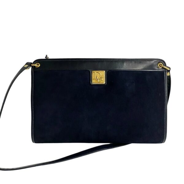 766l766 30904 3 Christian Dior Suede Leather Shoulder Bag Pochette Navy