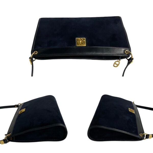 766l766 30904 6 Christian Dior Suede Leather Shoulder Bag Pochette Navy