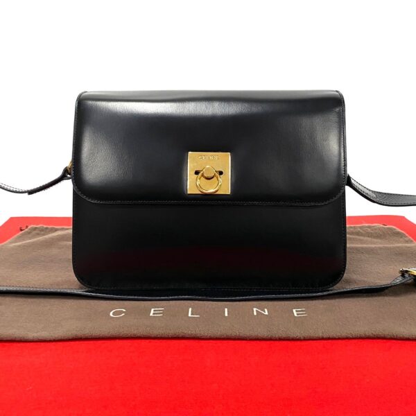 768l767 29972 1 Celine Gancini Leather Shoulder Bag Pochette Black