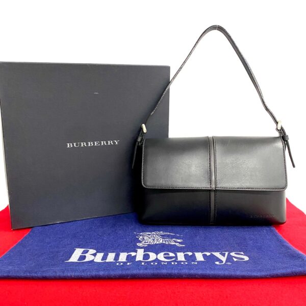 768l768 23458 1 Burberry Nova Check Leather Shoulder Bag Black