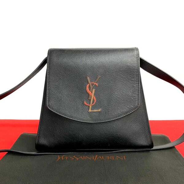 769l769 14920 1 Yves Saint Laurent YSL Leather Shoulder Bag Pochette Black