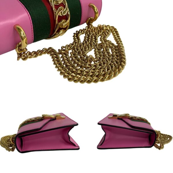 771a771 28364 7 Gucci Sylvie Sherry Line Leather Chain Mini Shoulder Bag Pochette Pink